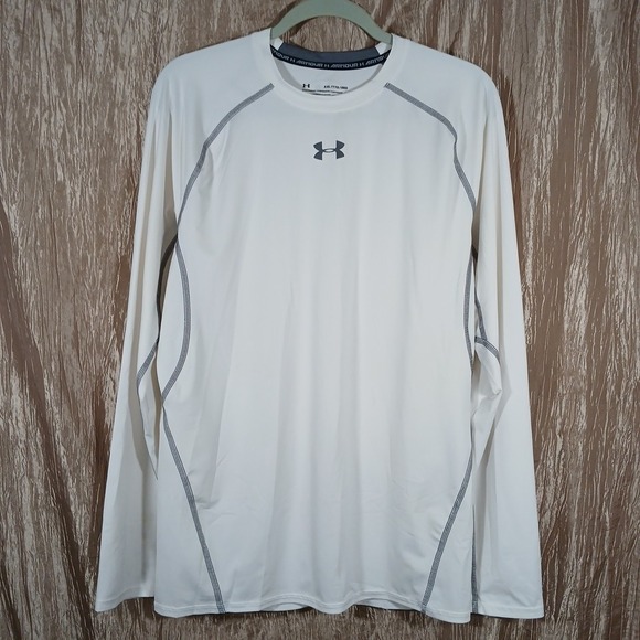 Under Armour Other - Under Armour Compression Shirt HeatGear Men's Large White Logo Base Layer LS
